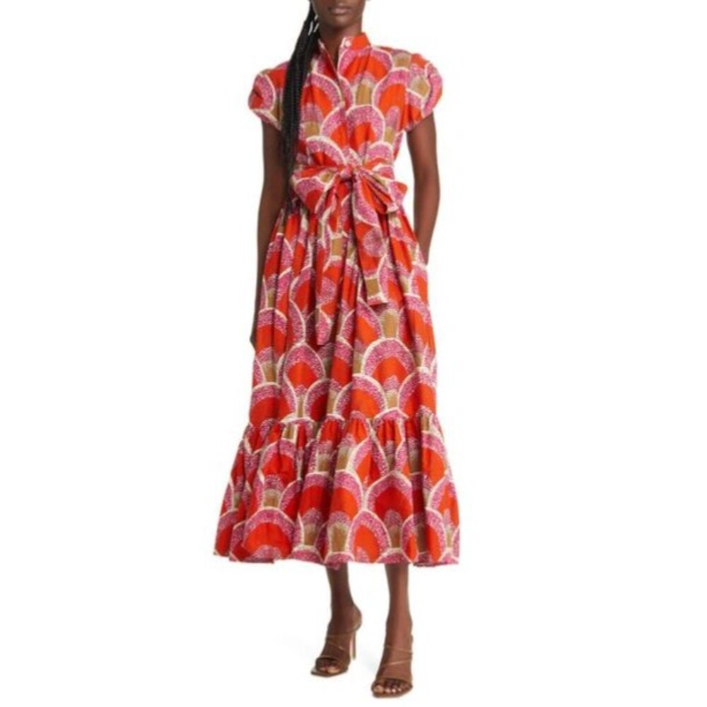 SIKA Gabbi Women’s Cotton Midi Shirt Dress size 4 NWOT Romantic Boho A-Line